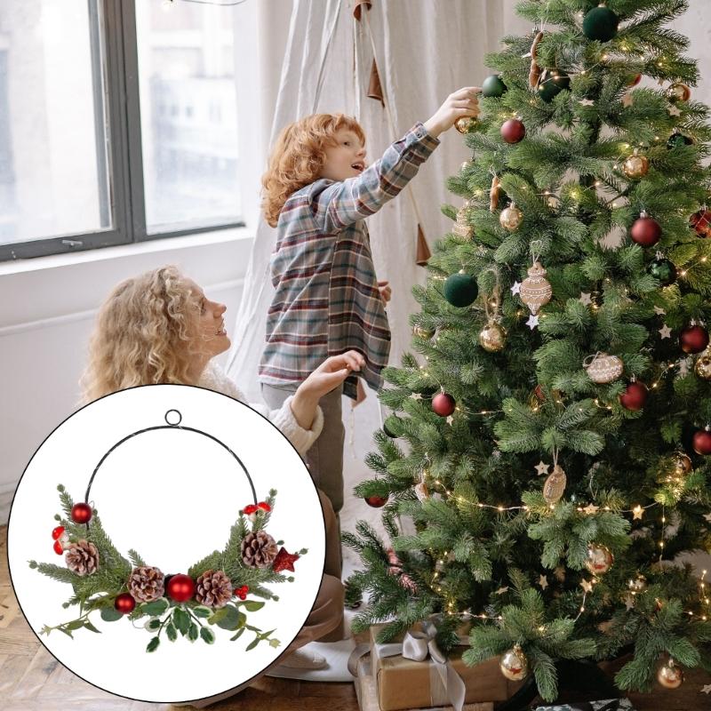 Elegant Christmas Wreath Hanging Decoration for Home Offices, Easy Installation,Illuminated Wreath Christmas Accessories