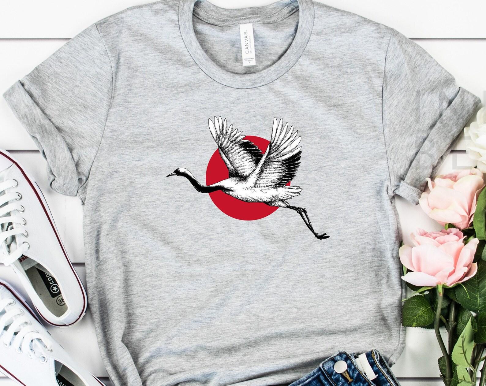 Japanese Crane Shirt, Aesthetic Shirt, Aesthetic Clothing, Japanese Aesthetic, Japan Shirt, Japanese Art XL