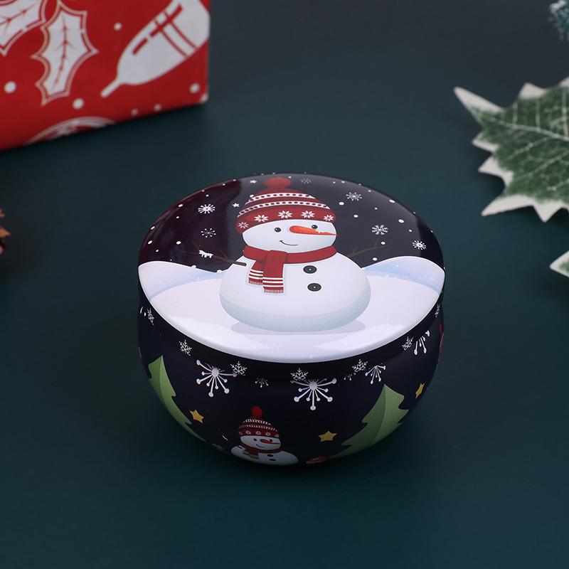 1Pcs Christmas Metal Tin Jars Coffee Tea Spice Candy Jewelry Storage Case Candle Making Containers Decorations Boxes