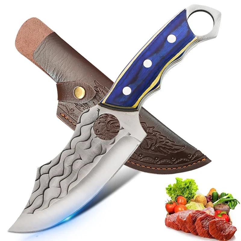 Stainless Steel Kitchen Knife Outddor Camping Knives Handmade Forged Boning Knife Meat Cleaver Fish Knife Cooking Knife