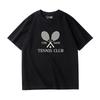 Black Short-Sleeved T-shirt Women 2025 New Arrival Summer Pure Cotton American Retro Sports Tennis Half Sleeve Tennis Club
