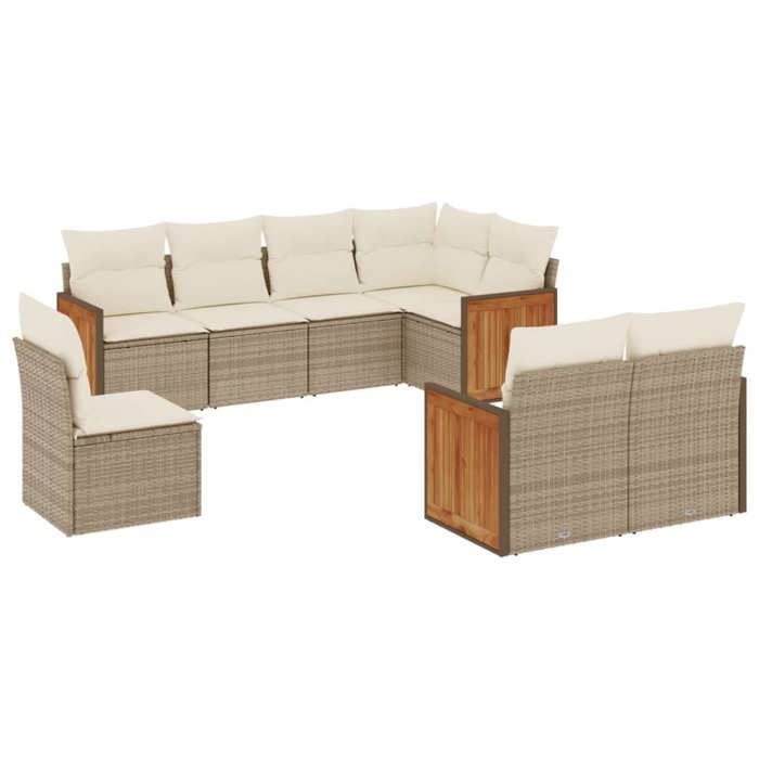 VidaXL Salon de Jardin avec Coussins 8 pcs, Canapés de Terrasse, Ensemble de Meubles de Patio, Mobilier d'Extérieur, Beige 3227843