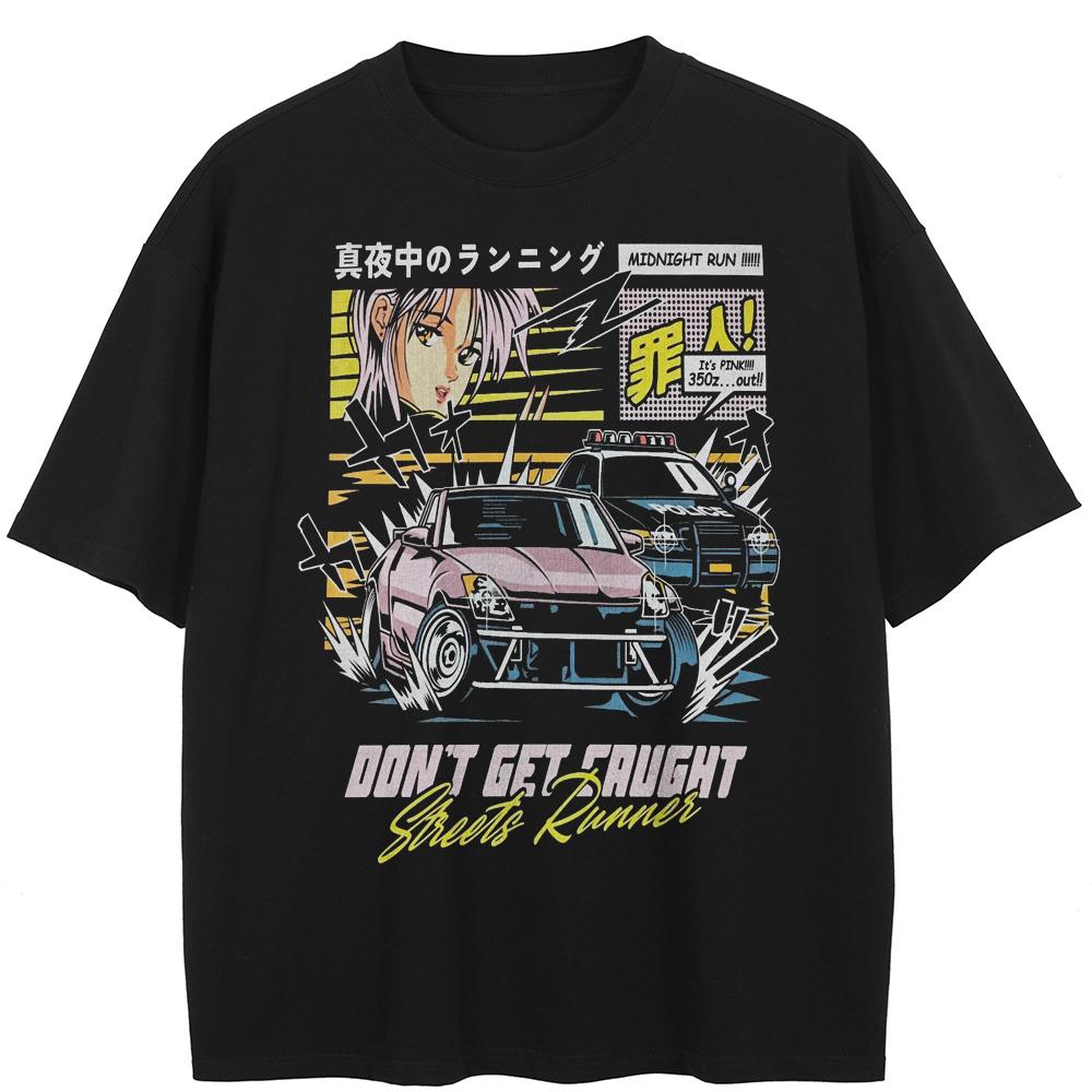 Streetwear Anime grafické tričko bavlněné seprané černé tričko unisex topy letní tričko s krátkým rukávem