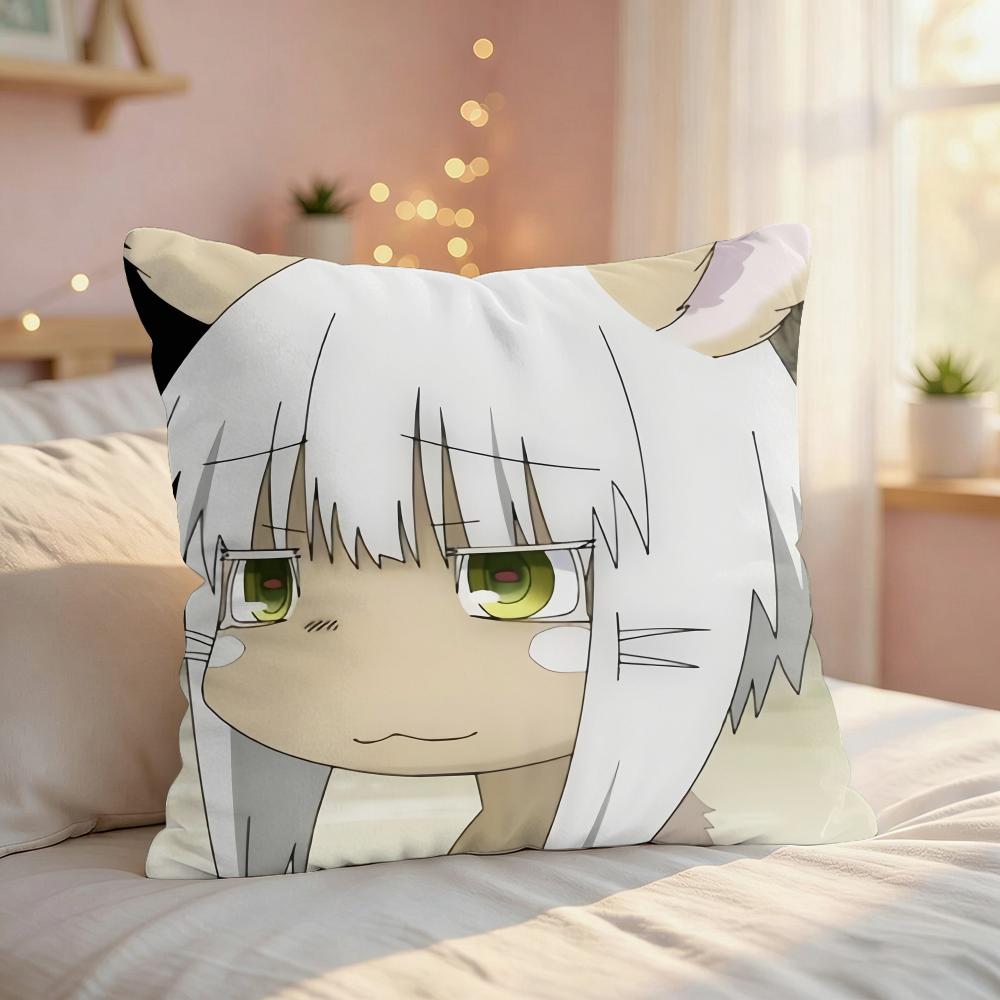 MMade In Abyss Nanachi Riko Cushion Cover Silky Short Plush Invisible Zipper Dustproof Sofa Pillow Case For Home Decor