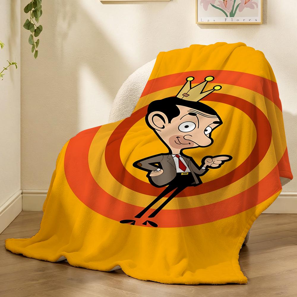 Mr Bean TV Character Throw 240g Flannel Blanket, Suitable for Sofas, Beds, Offices, Exquisite Gift Blankets