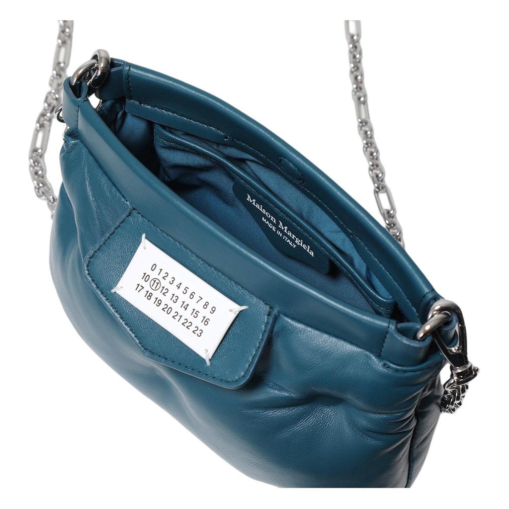Maison Margiela Glam Slam Digital Patch Decorated Chain Shoulder Strap Lambskin Clutch Crossbody Bag Women Bags Blue-Green S56WF0161P4300T6103
