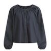 Shop   Women Cotton Round Semi Crop Flare Banding Blouse Navy Ean Wbl 1318