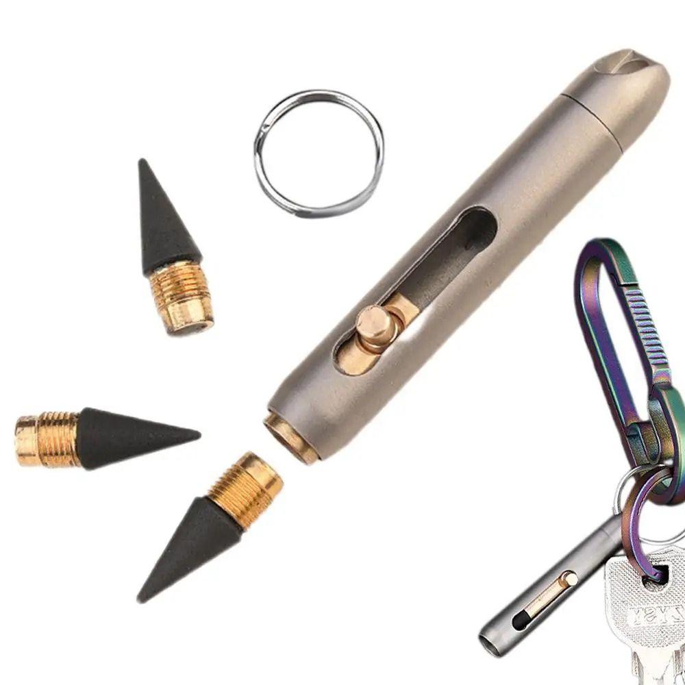 2 Replacement Pen Tips Mini Eternal Pen Titanium Zinc Zinc Alloy Pocket Everlasting Pencil School