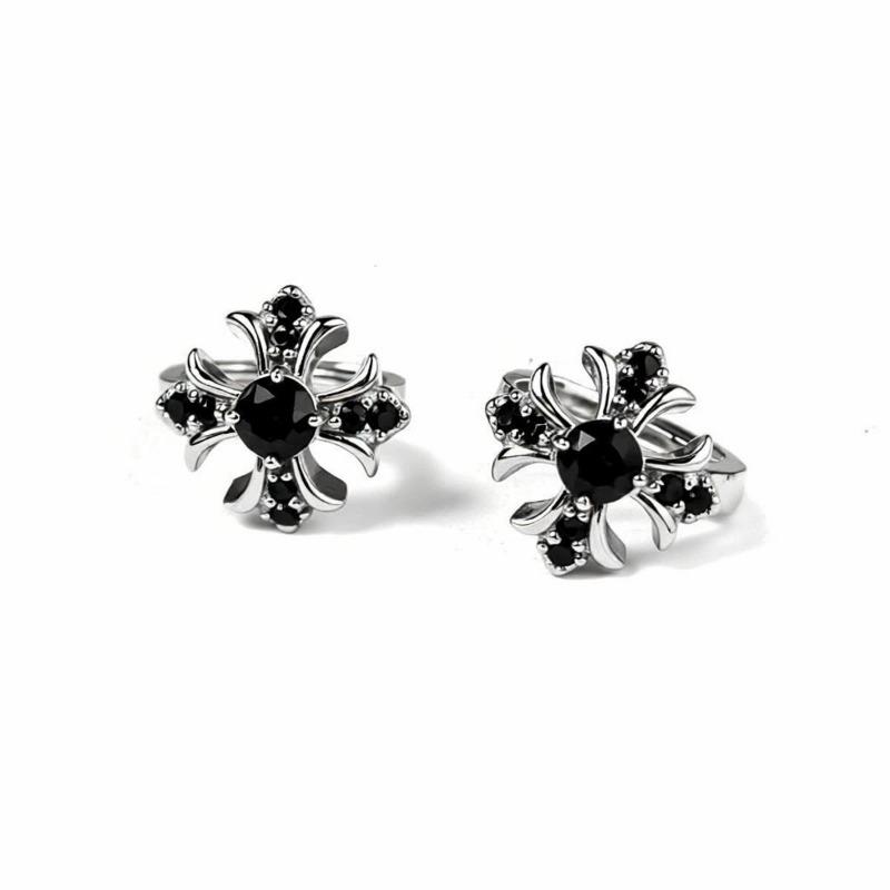 Iris Cross Inlaid Zircon Stud Earrings Unisex Light Luxury Fashion Jewelry