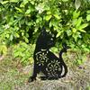 1/2Pcs Metal Cat Garden Decors Black Cat Silhouettes Outdoor Cat Stakes