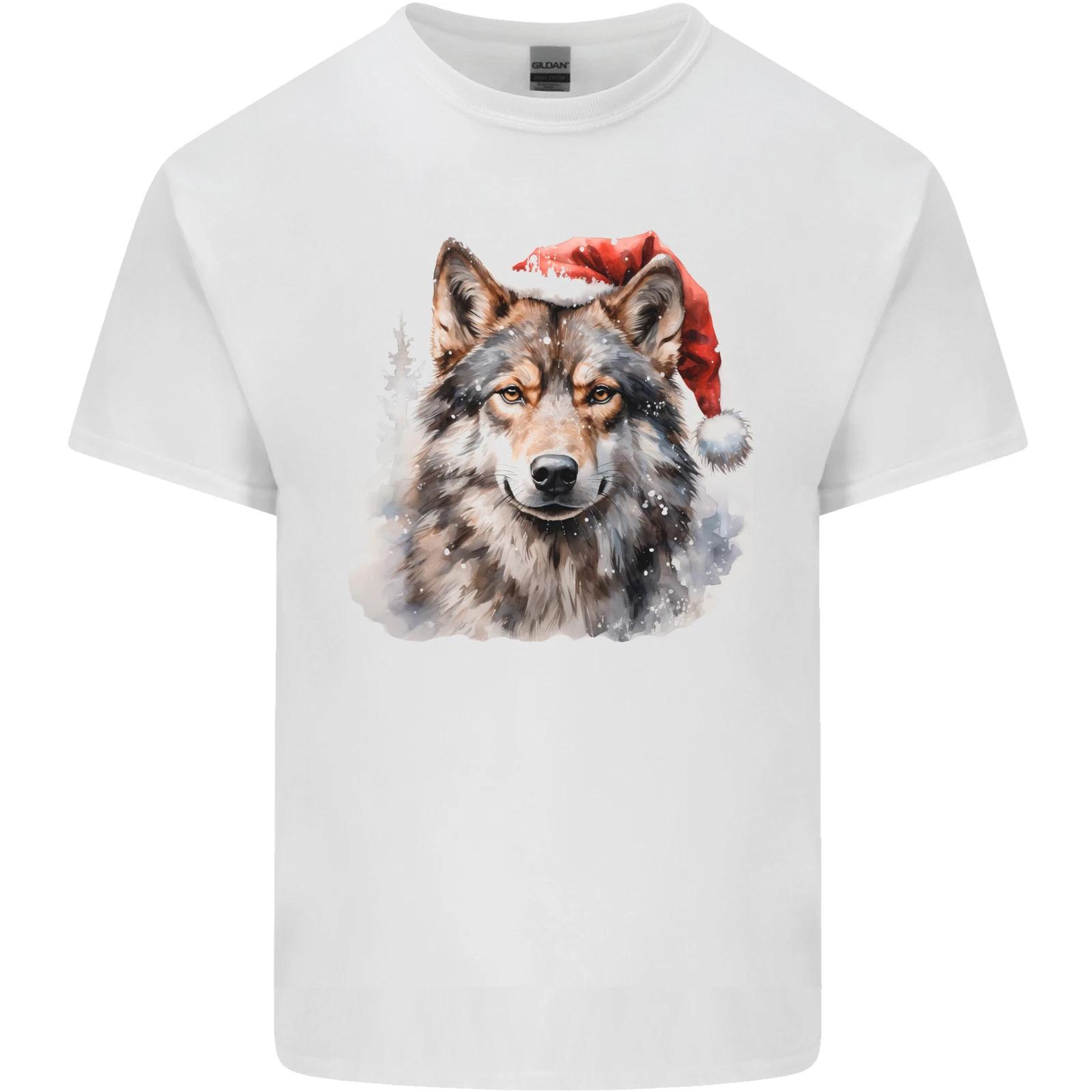 Christmas Wolf Kids T-Shirt Childrens 2XL
