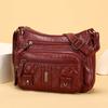 New Washed Fashion Versatile Shoulder Messenger Bag Large Capacity High Sense Soft Leather Medium Mother Bag