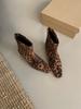 fashion Square Toe Women Ankle Boots Shallow Slip On Flat Heeled Black Brown Leopard 2024 New Arrivals Party Pumps Shoes Woman Size 39