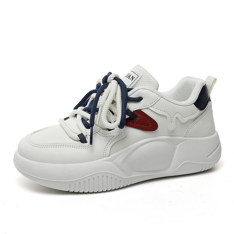 K8636 Neue Damenschuhe Farblich passend Herbst Erhöhte Sohle Kreuzriemen Freizeitschuhe Board Schuhe Studentenmode