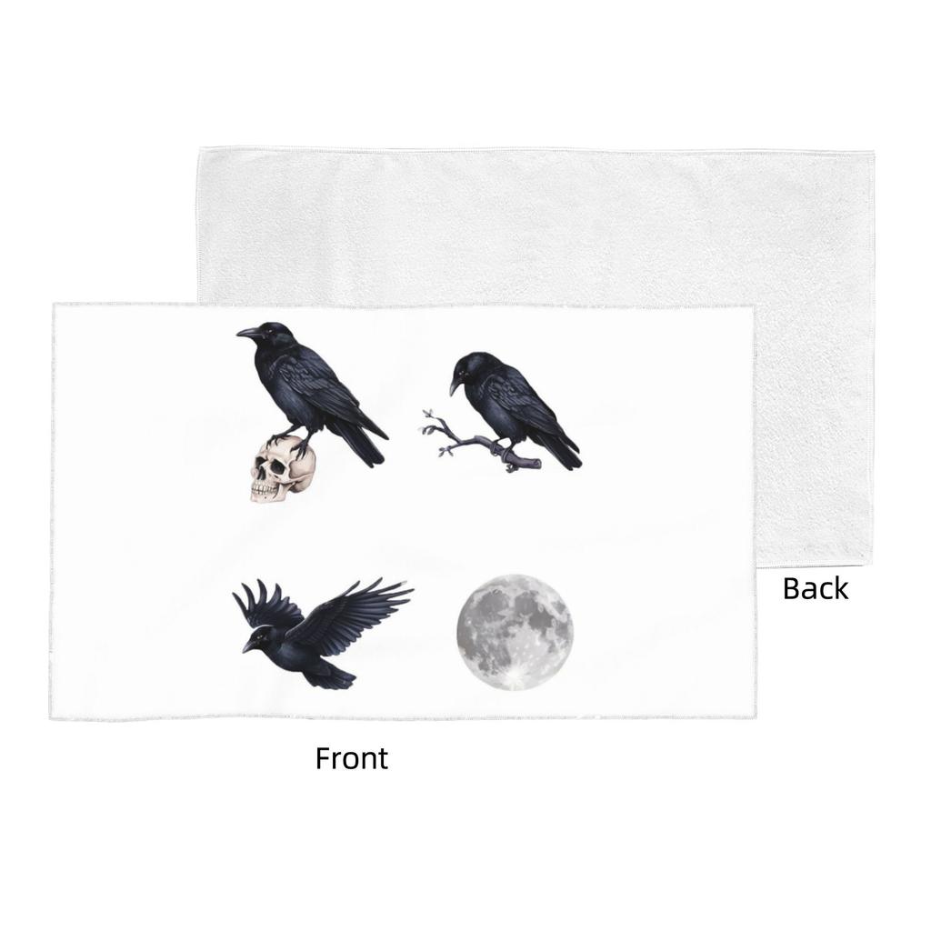 Corvo corvo nero di tendenza, teschio e luna Pacco Asciugamano Viso Morbido Asciugatura Rapida Piscina Bagno Asciugamani in Cotone Assorbente