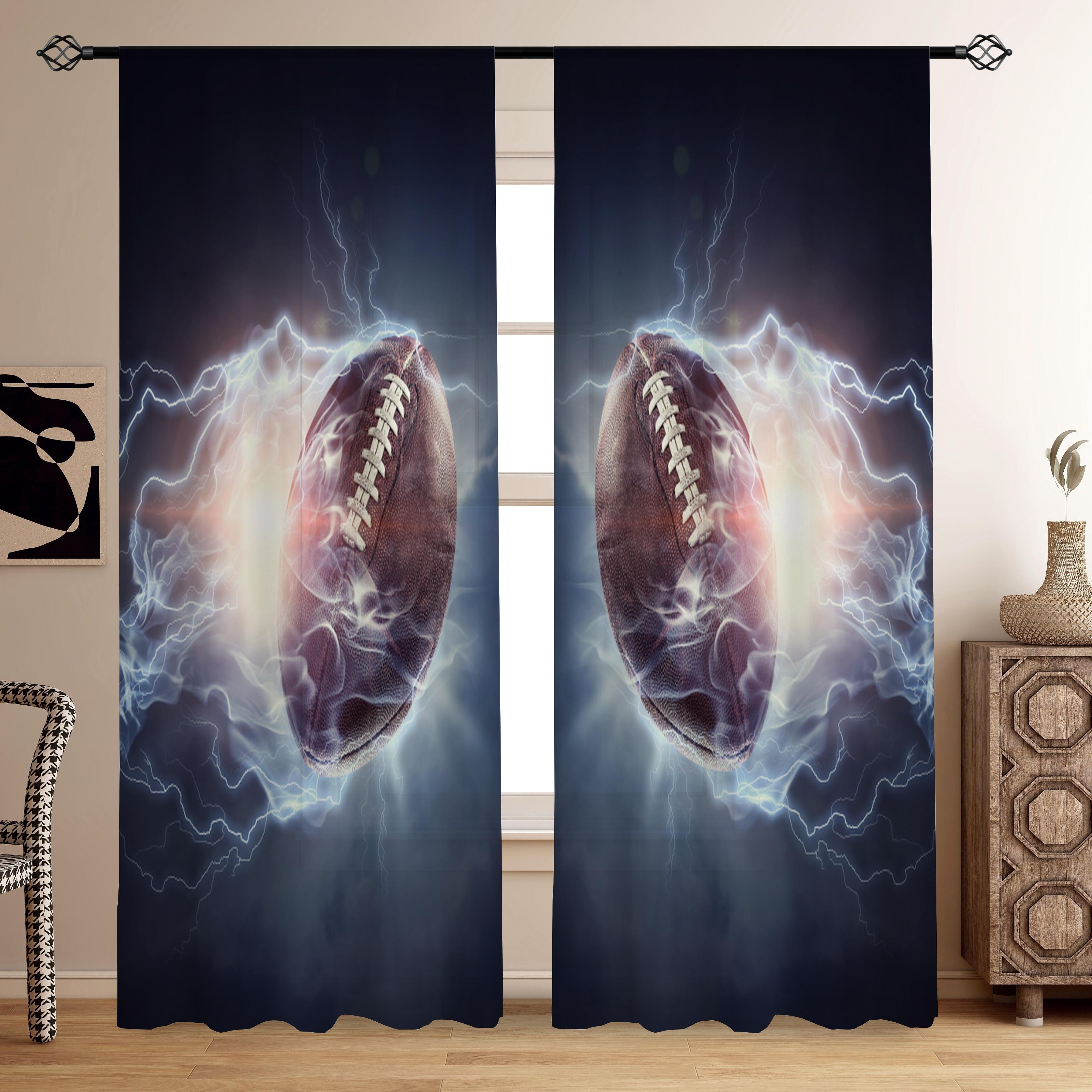 

Набор из 2 спортивных штор Штора с изображением американского футбола Художественный принт Занавеска на окно Гостиная Спальня Домашний декор С карманной петлей Полиэстер Идеально для зоны W100*H130(CM)-Hooks&2PCS