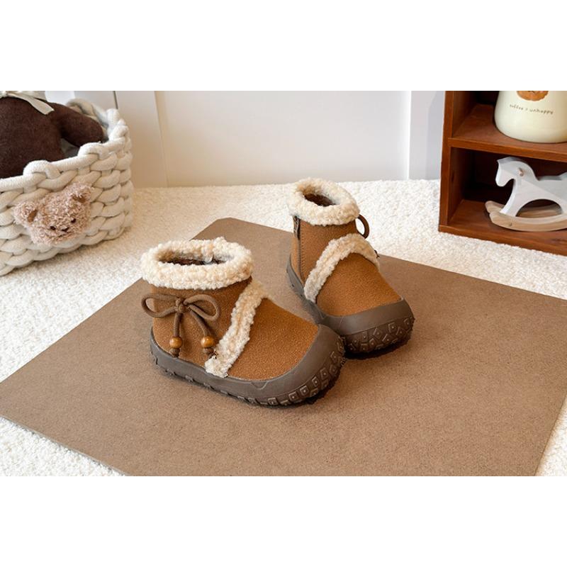 Girls' Fashion Fleece-Lined Boots | Children's Thickened Round-Toe Winter Shoes, Toddler Ankle Boots Elegant Girls Shoes