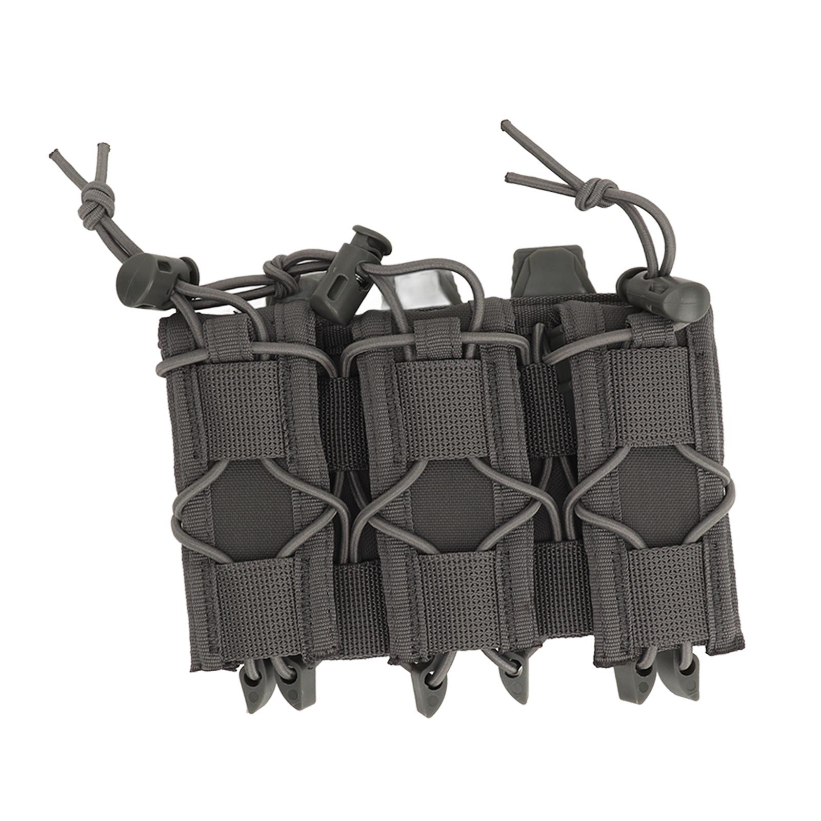 

Outdoor Triple Molle Mag Pouch 9mm Open Top Triple Magazine Pouch Holder Short Style Brown Grey сірий