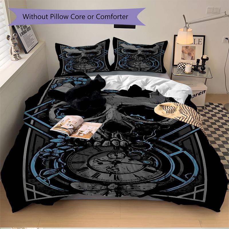 3pcs Bedding Set Skull Clockwork Includes 1 Comforter + 2 Pillowcases, Without Pillow Inserts, Soft Comfortable, Lightweight Breathable, Pri