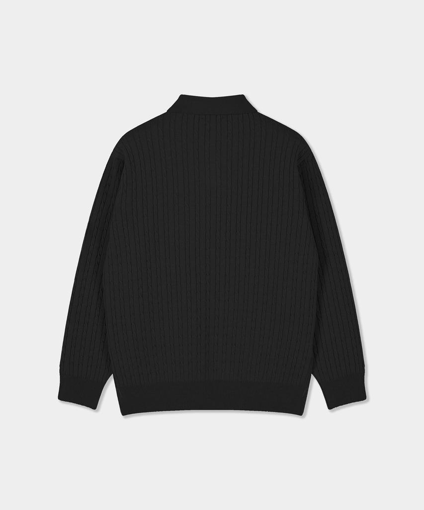 BIRBANTE Soft Washable Cable Collar Knit - Black