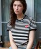 CPGN STUDIO Muffin Heart Stripe Crop Ringer Tee Black