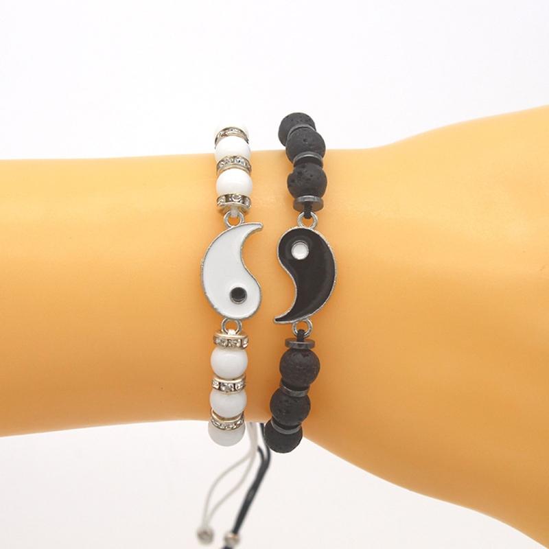Chinese Style Accessories Black and White Drip Glaze Tai for Chi Gossip Pendant Necklace Bracelet Pendant Personality Be