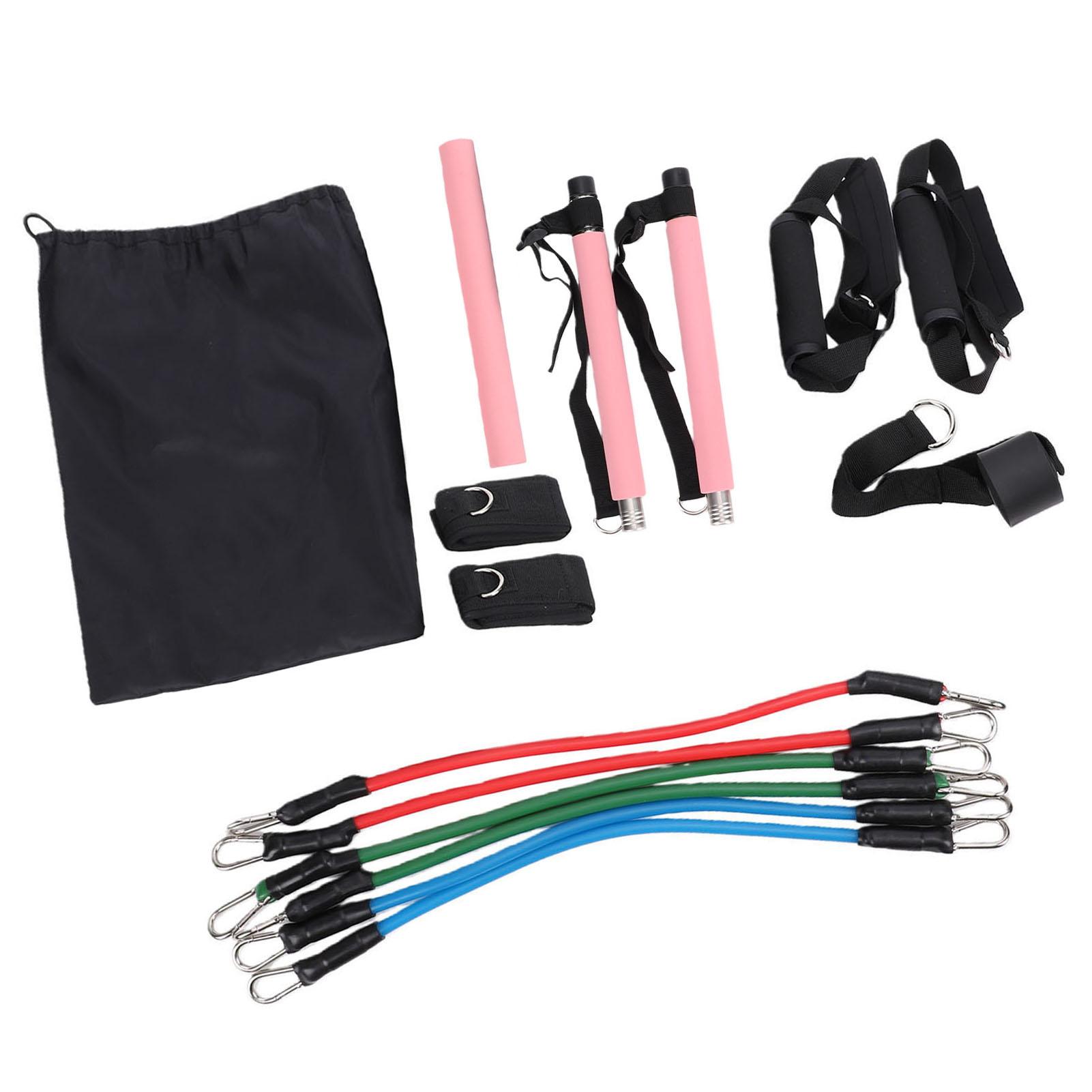 

Pilates Bar Kit with Fitness Bands for Women TPE Pilates Workout Equipment for Legs Hip Waist Arm Full Body Training рожевий