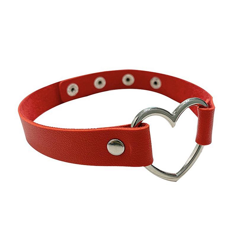 Black Multi Color Punk Collar Necklace Sexy Pu Leather Heart Lock Key Spike Choker For Women Gothic Cosplay Party Jewelry