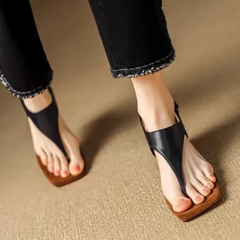 Women's New Sweet Casual Women's Shoes 2025 Summer Wedge High Heels Open Toe Beach Banquet Party Luxury Women's Flip Flops