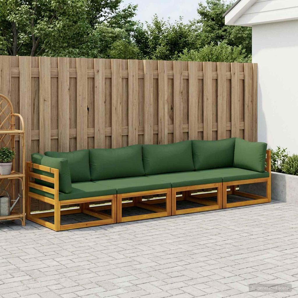 Sofa Set 4 Pieces Natural Solid Acacia Wood
