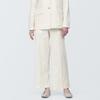 MUJI Women's Hemp Blend Stretch Straight Pants, Off-White, Size XL, BE1QVA4S