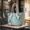 Cute Cat Pattern Tote Bag Casual Daily Shopping Shoulder Bag Lightweight Portable Ladies Handbag