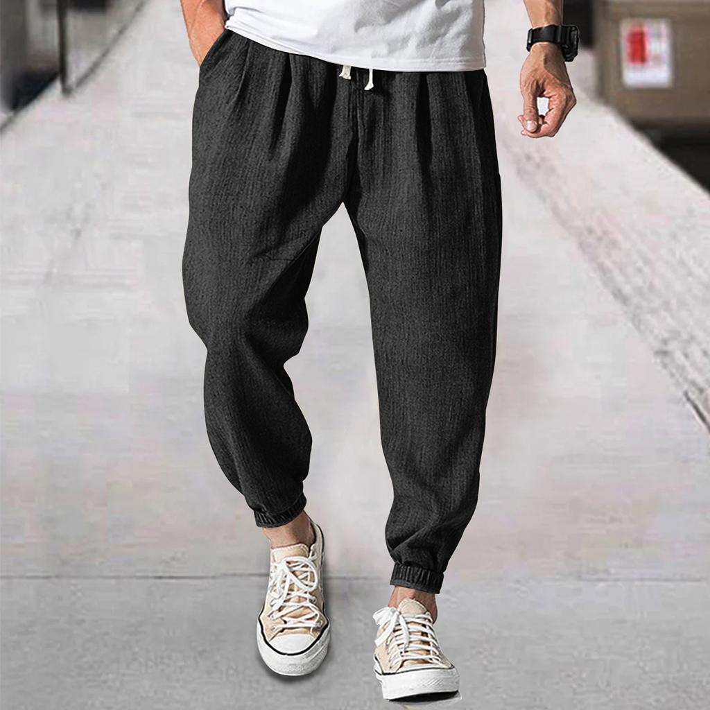 Pánské ležérní volné a pohodlné kalhoty pro volný čas Bavlna, Lněné Knoflíky Kalhoty