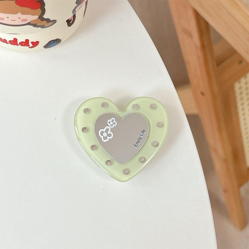 Love Small Mirror Mobile Phone Airbag Holder Adhesive Rhinestone Adhesive Telescopic Folding Desktop Lazy