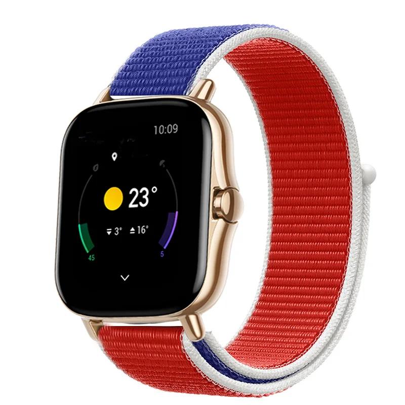 20mm/22mm Nylon Loop watch band For Amazfit GTS/4/2e/3/GTS2 Mini/GTR 4/3 pro/47mm/GTR2/2e/stratos Bracelet Amazfit bip-u strap