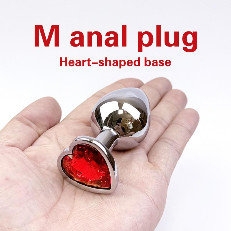 Heart-shaped metal anal plug  Beginner's anal plug  Anal massage dilator  Adult couples sex toy  Masturbation stimulation tool