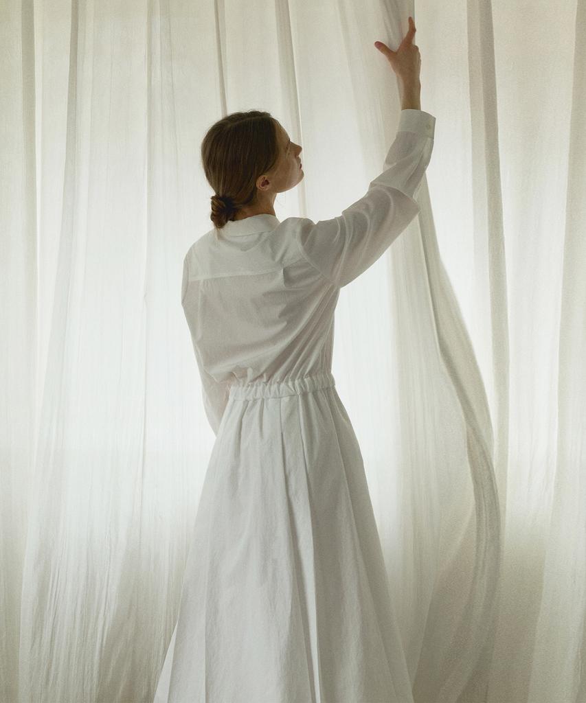 Otte Pleats Shirt-Dress_White