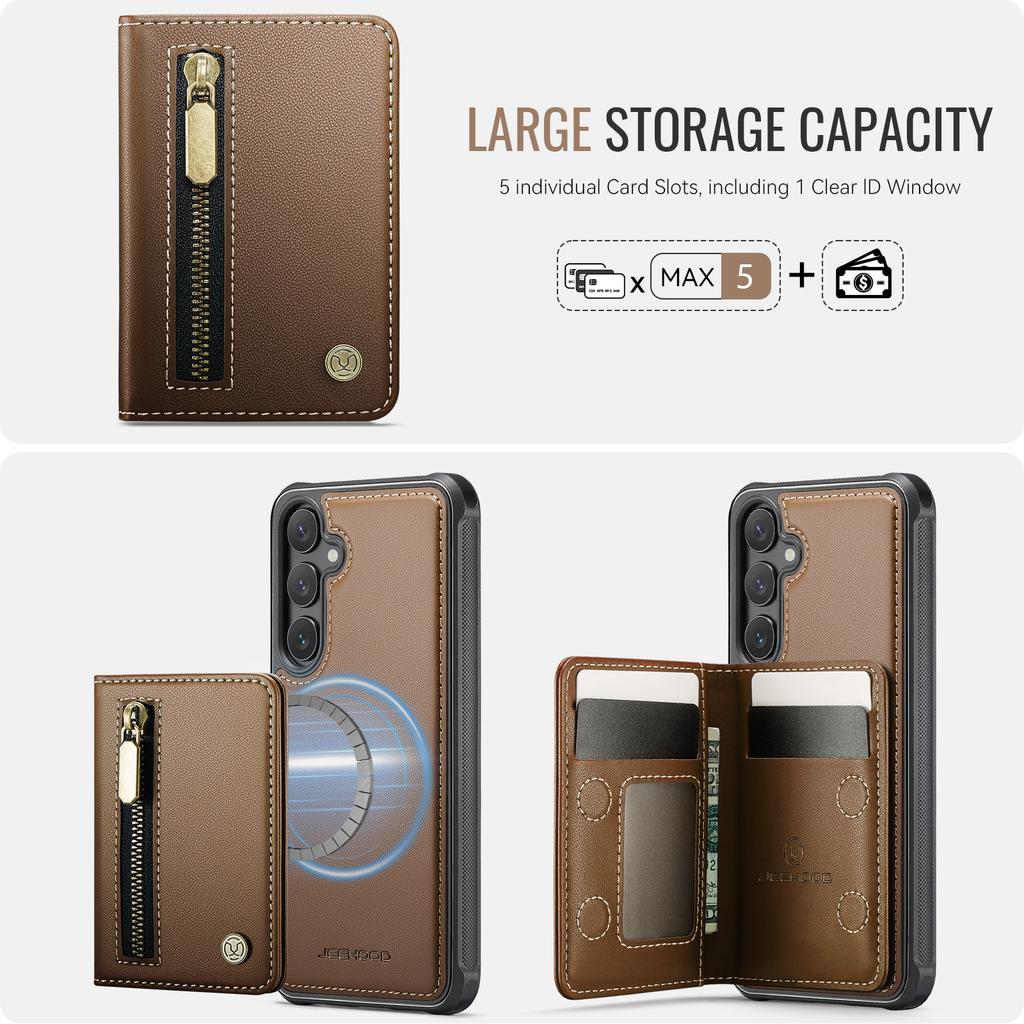 2-in-1 Abnehmbares Magnetischer Reißverschluss Leder Kartenfach Geldbörse Lederhülle Für Samsung S25 Ultra S24 Plus S23 S22 A16 A26 Hülle