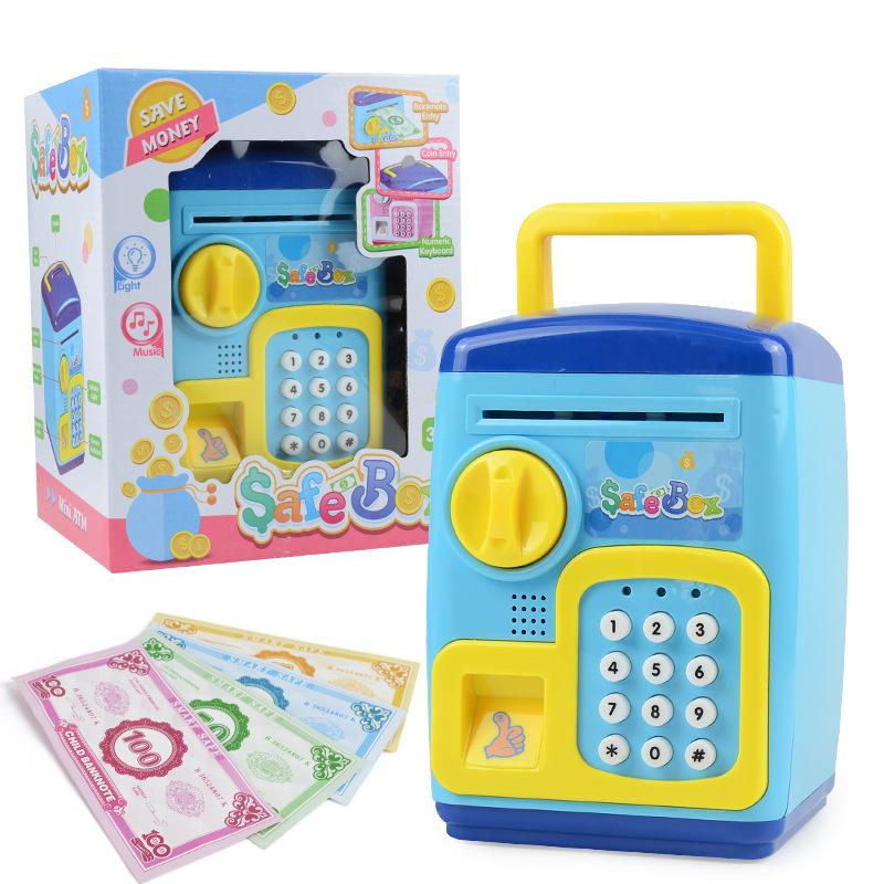 

Children S Password Piggy Bank, Cartoon Atm Piggy Bank, Automatic Money Roll Smart Fingerprint Safe Toy
