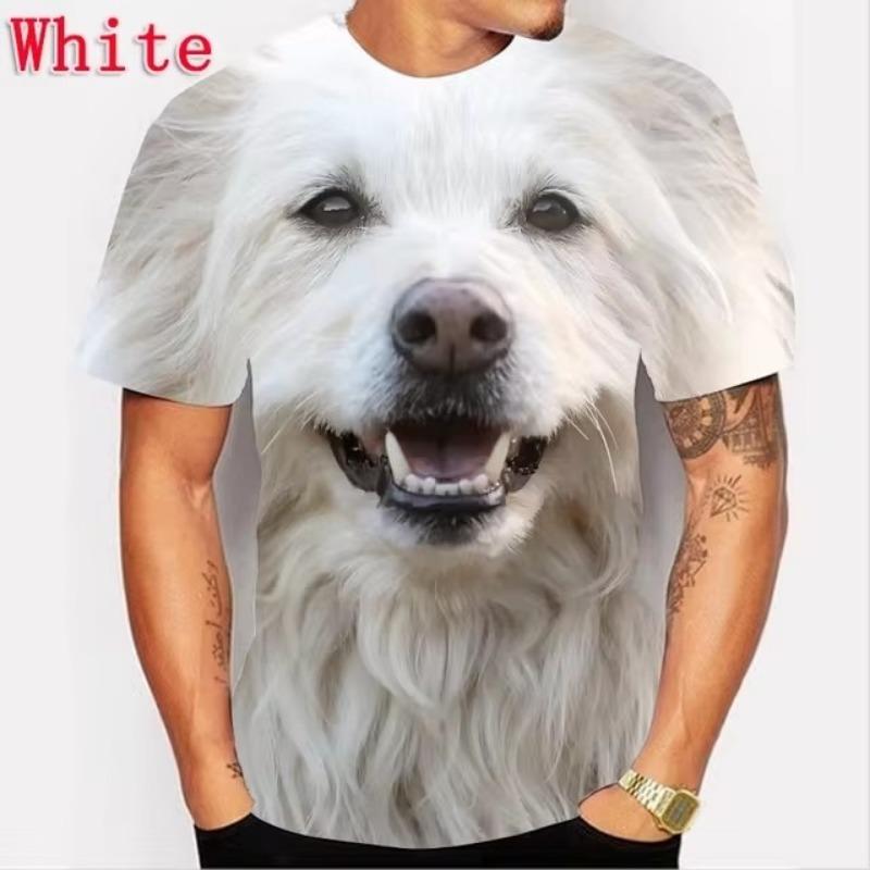 Uroczy pies zwierzęcy 3D nadruk męski T-shirt z krótkim rękawem osobowość hip-hop casualowy T-shirt letnia moda męska streetwear