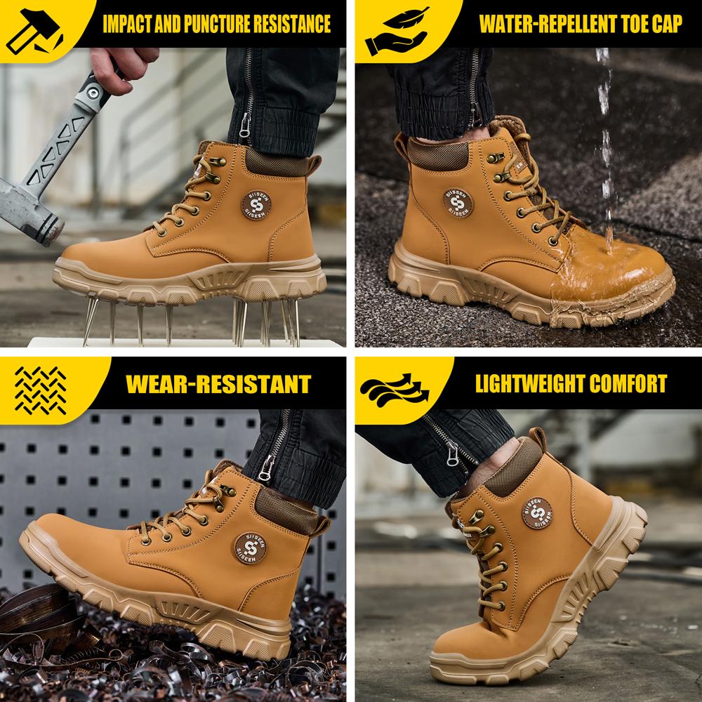 Große Größe 50 Herren Winterstiefel Stahlkappenschuhe Sicherheitsstiefel Schutzschuhe Arbeitsschuhe Unzerstörbare Schuhe Durchstichsicher