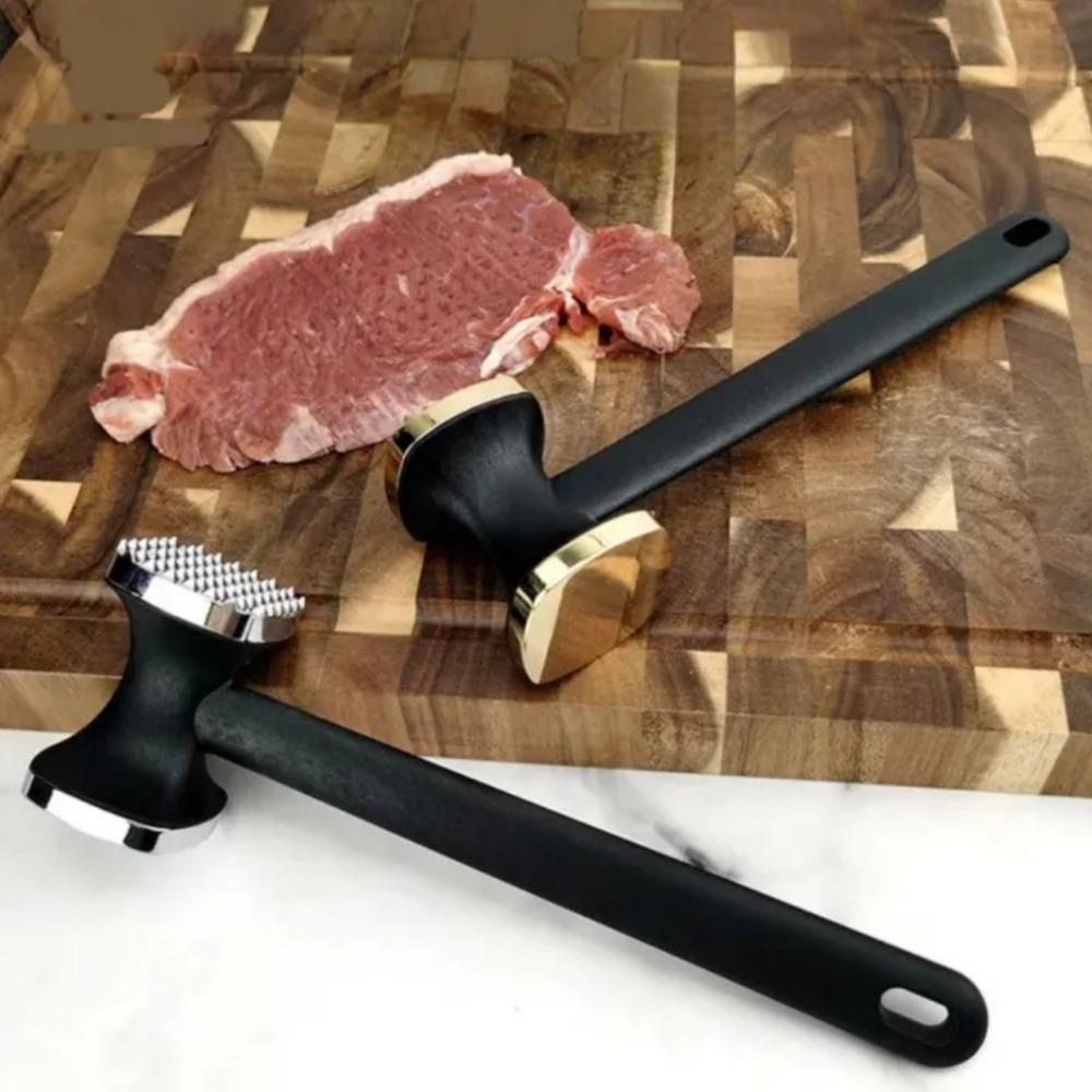 Double Sided Square Meat Hammer Metal Material with Comfort-Grip Handle Effortless Pounding Beef Kitchen Meat Tenderizer Tool