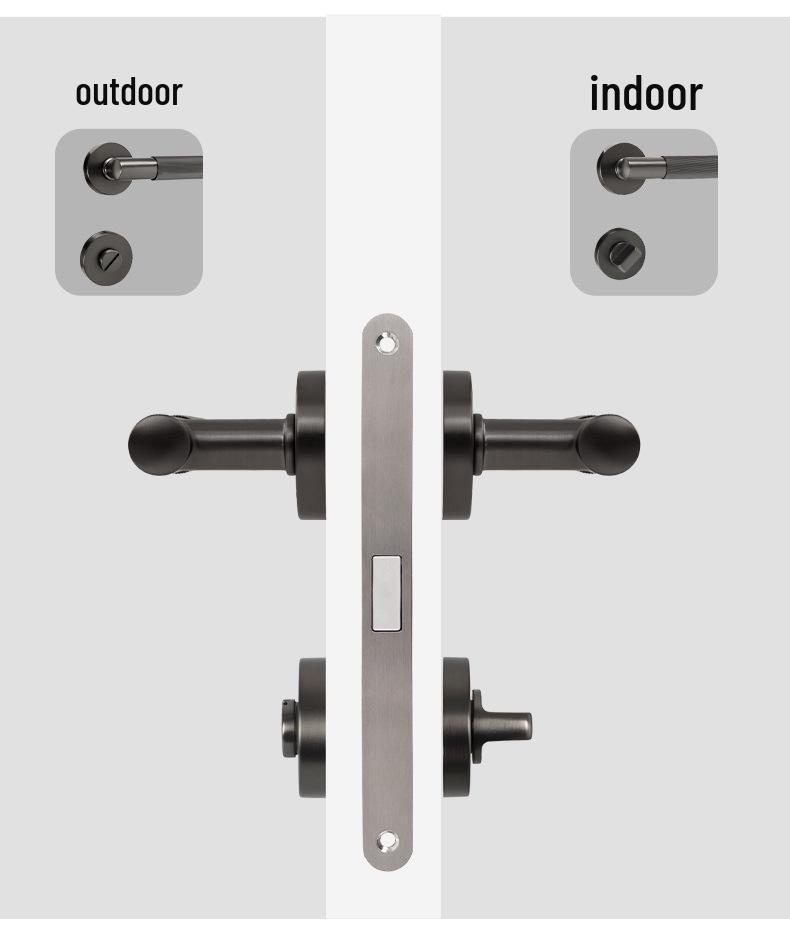 Zinc Alloy Split Handle Lock for Home, Hotel, and Bathroom Doors