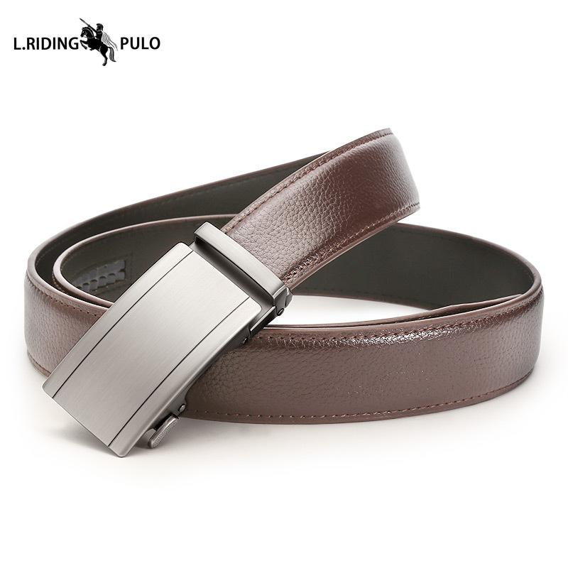 Pánský kožený opasek s automatickou sponou, businessový univerzální kožený opasek ke kalhotám