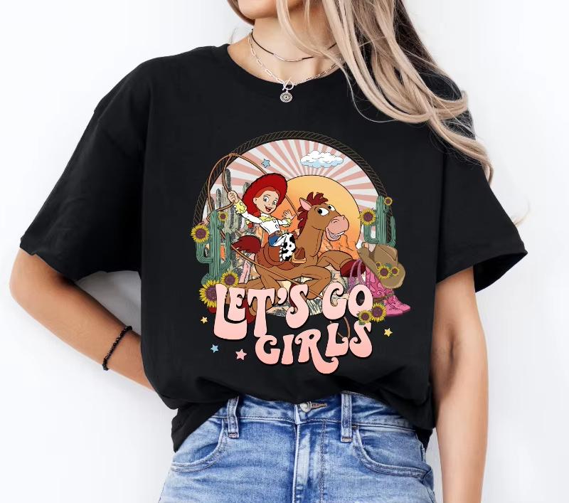 2025 Summer Toy Story Jessie TShirt Bullseye Shirt CottonTShirt Matching TShirt Shirt Family Unisex Women Gift Top S