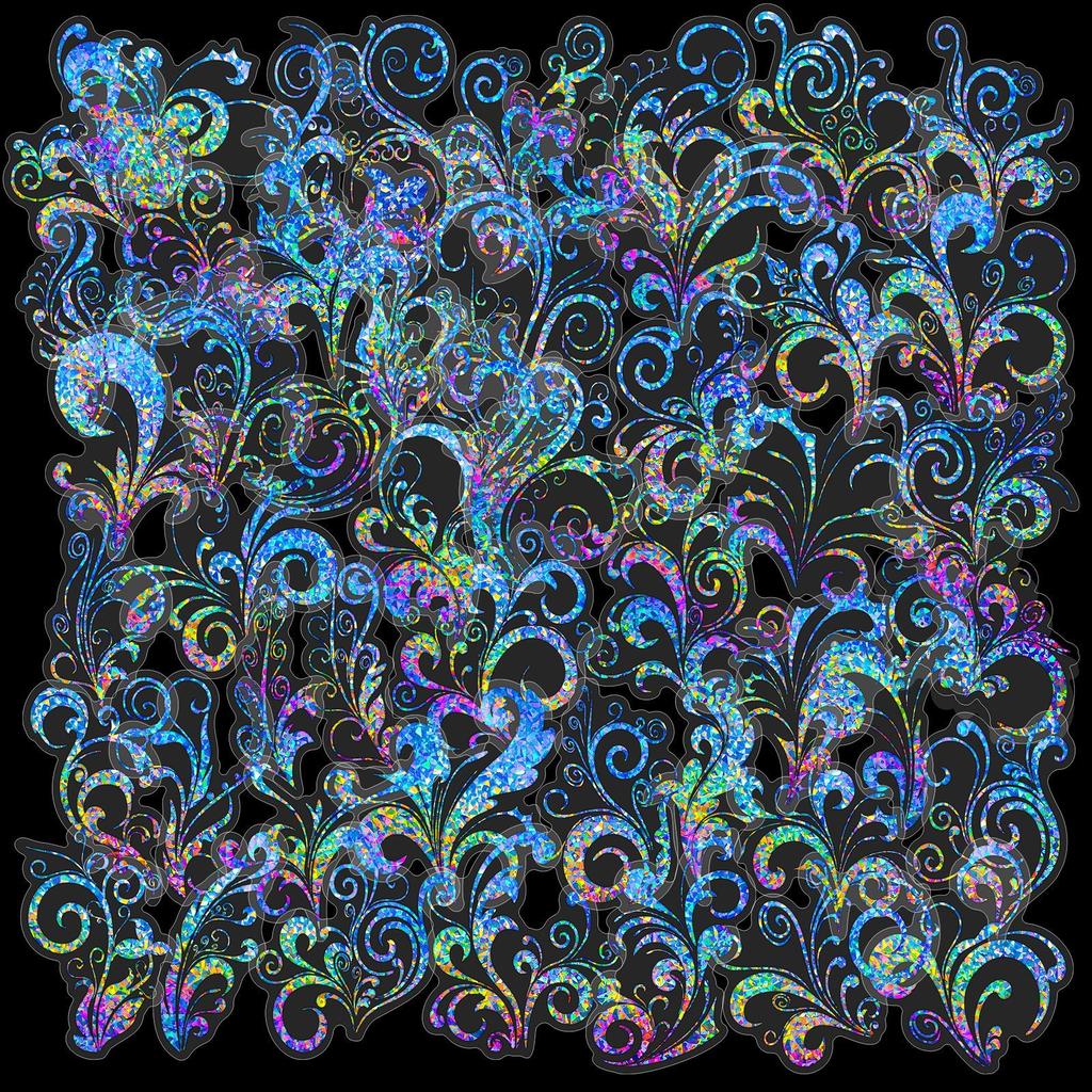50 Transparent Laser Pattern Tattoo Laser Handbook Material Decoration Stickers PET Transparent Retro Guka Stickers