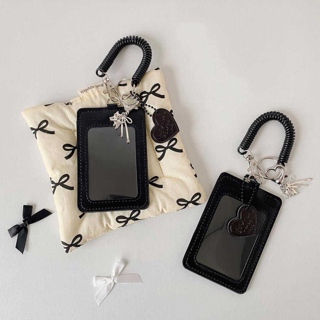 Black Leather Three-inch Card Holder Student Star-chasing Display Card Bag Girl Travel Card Holder