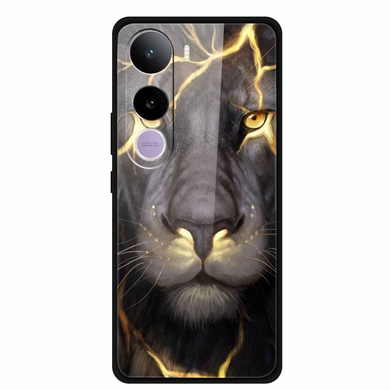 For Vivo Y400 5G Case Y 400 6.67" Animal Wolf Lion Tempered Glass Hard Back Cover For Vivo Y400 2025 Phone Cases Soft Bumper Bag
