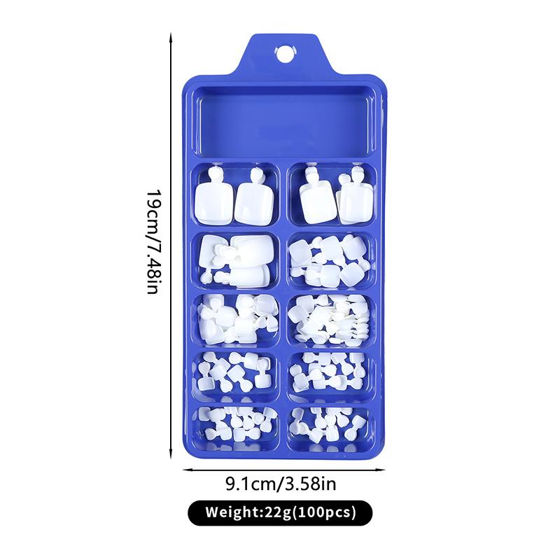 100 Stück künstliche Zehennägel, natürliche, einfarbige Druckknöpfe auf den Zehen, vollständige Abdeckung, quadratische Nägel, Kunsttipps, schnell tragbares Nagelmaniküre-Werkzeug