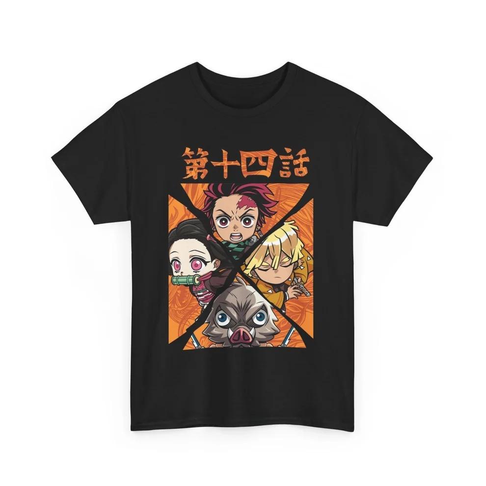 Demon Slayer Quartet Of Slayers Pure Cotton T-Shirt For Unisex And Unisex Anime Style Fashion Comfortable Short Sleeved T-Shirt
